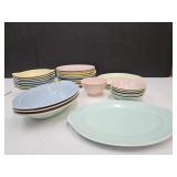 Large Lot of Lu Ray Pastels USA Dishes