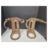 2 Fire DEPT Cast Iron Extinguisher  Holder Mounts