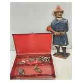 Aluminum Fire Fighter 21" h &  Brass Sprinklers