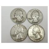 4 Silver Quarter Coins See Dates