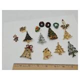 Costume Christmas Brooch Lot