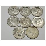 8 Kennedy 1965   40% Silver Half Dollar Coins