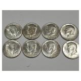 8 Kennedy 1965   40% Silver Half Dollar Coins