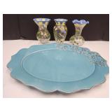 3 Lenox Vases & Pretty Platter