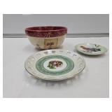 Lefton Mini Plate, Bowl+