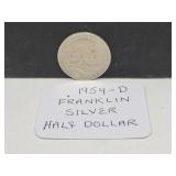 1954 D Silver Franklin Half Dollar Coin