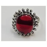 Sterling Silver 925 w/ Red Stone Ring
