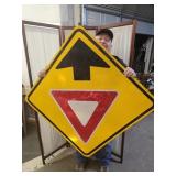 36"  WARNING / YIELD Arrow  Metal Sign