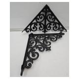 2 Cast Iron Ornate Brackets 10"
