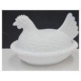 Hen on a Nest Indiana Milk Glass 7"