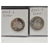 2-2005 S Silver Quarter Coins