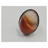 Sterling Silver Carnelian Ring MArked 925 Sz. 7.5