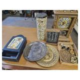 Knitting Needles, Clock,Shelf, Silver Plate, Brass