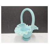 Fenton Hobnail Glass Basket Blue Teal 4.5"w