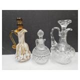 Cruets Amber Swirl Glass, Etched +