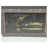 VTG Black Velvet  Painting With Wood Frame