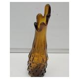 9.5" high Amber Swung Glass Vase
