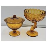 Indiana Anber Glass Candy Dish & Compote