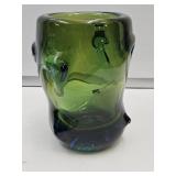 Vintage ? Heavy Thick Art Glass Vase 6 .5" h