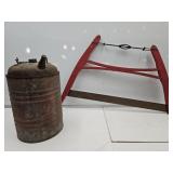 Primitive Buck Saw & 5 Gal Galvanized Can w Lids