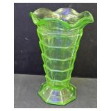 VTG Uranium Glass Vase 7" H