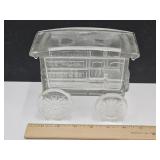 Vintage Imperial Glass Pie Wagon Dish w Lid 6"L