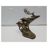 Solid Brass Deer Statues  Running Doe Stag 9 3/4"