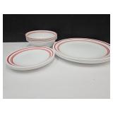 Corelle Dishes with Red Strips Setting for 4