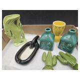 VTG Pottery Le Bow Calif. Fish, Shakers, Egg Cup +