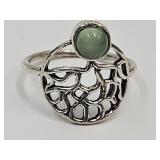 Sterling Silver & Jade Ring 925 Sz. 8