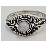 Sterling Silver Moonstone Ring 925 Sz. 7.5