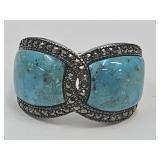 Sterling Silver  Turquoise JVC Ring SZ 9