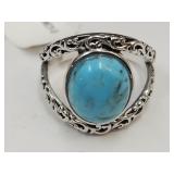 Sterling Silver Turquoise JVC Ring SZ   8