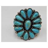 Sterling Silver Turquoise  JVC Ring SZ 8