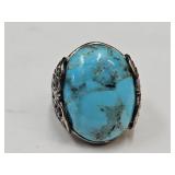 Sterling Silver Turquoise JVC Ring sz 8