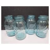4 Blue Ball Jars QT Size