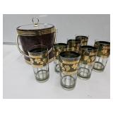 VTG Ice Bucket & Gold Trimmed Glasses