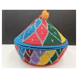 Indian Style Large 20" W Basket w/Lid