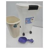 28 QT Pet Food Container on Wheels & SM Trash Can