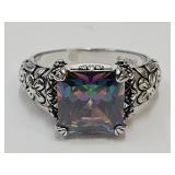 New 925 Silver Multi Color Set Ring SZ 9