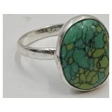 Sterling Silver Dyed Howlite Ring 925 Sz. 7.5