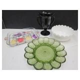 Art Deco Black Amethyst Vase, IN. Egg Plate+