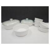 Corning Ware Lot Baking Dishes w Lids & Bowls
