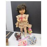 27" VTG Doll & Lot of Smaller Dolls