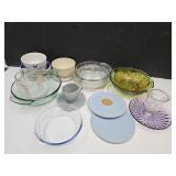 Green & Amber Bowls,Pyrex +Trivets +