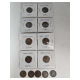 5 Indian Head Pennies & 8 Wheat Penny Coins