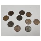 10 Indian Head Penny Coins See Dates