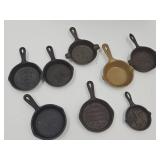 Lot of 8 Cast Iron Skillet Ashtrays