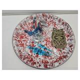 14" Granite Tray, Seahorse Windchime & Brass OWLS