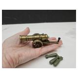 New Brass 4 1/2" Cannon w Shells Fires